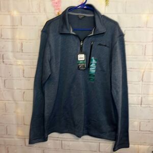 Men’s Eddie Bauer 1/4 zip fleece sweater size large NWT.